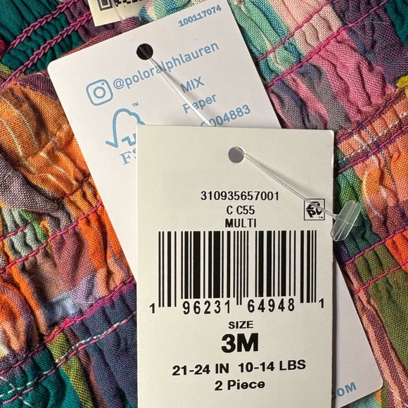 NWT Polo Ralph Lauren Baby Girl’s Madras Bubble Shortall & Hat Set Summer Preppy - Picture 5 of 9